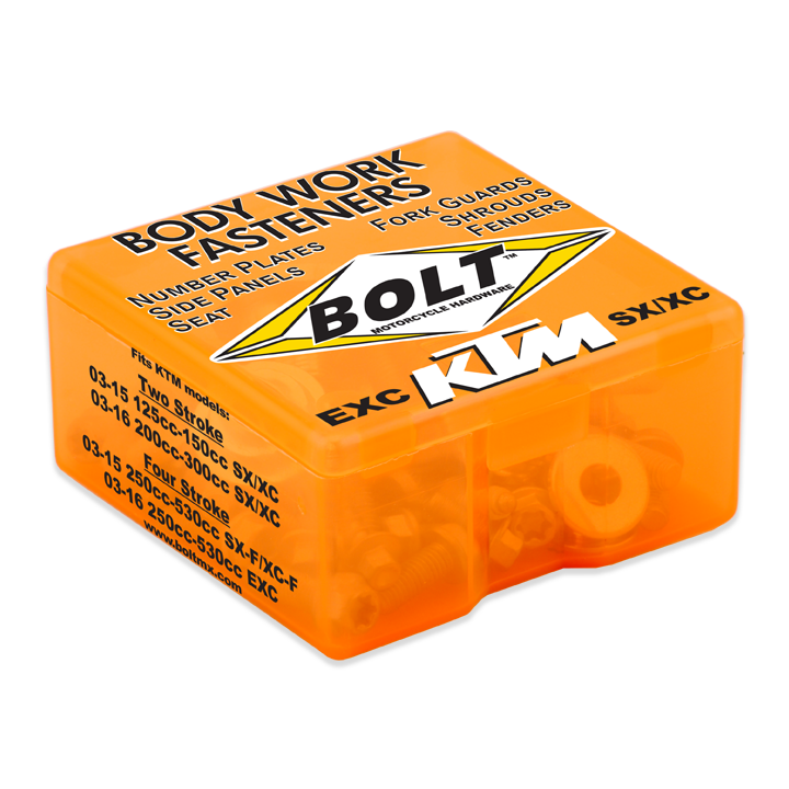 BOLT Schraubenkit für Plastikteile KTM EXC 03-16, SX(F) 03-15 BOLT Schraubenkit für Plastikteile KTM EXC 03-16, SX(F) 03-15
