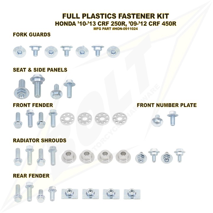 BOLT Schraubenkit für Plastikteile CRF 450 09-12, CRF 250 10-13