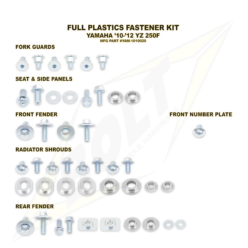 BOLT Schraubenkit für Plastikteile YZF 250 10-13 BOLT Schraubenkit für Plastikteile YZF 250 10-13