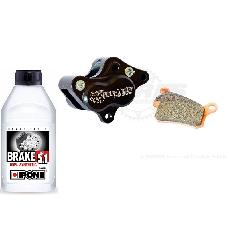 Moto Master Bremssattel hinten KTM SX50 04-23 incl. Beläge und 500ml Bremsflüssigkeit DOT5 Moto Master Bremssattel hinten KTM SX50 04-23 incl. Beläge und 500ml Bremsflüssigkeit DOT5