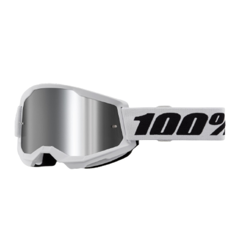 100% Strata 2 MX-Brille White - Mirror Silver Lens