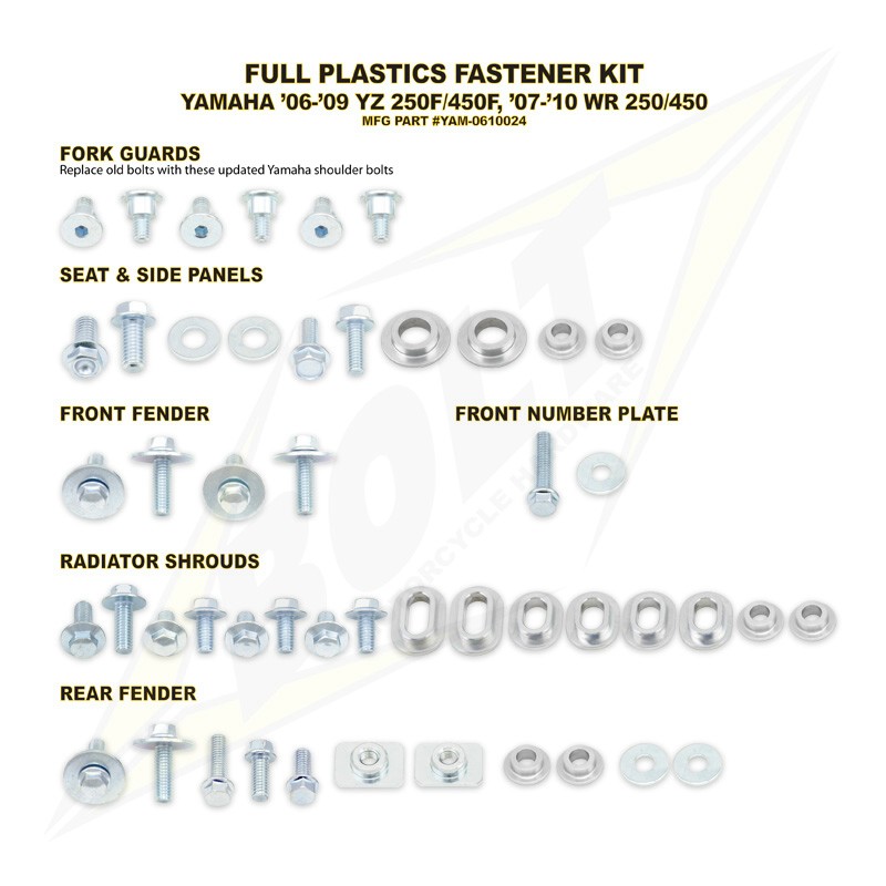 BOLT Schraubenkit für Plastikteile YZF 250/450 06-09 BOLT Schraubenkit für Plastikteile YZF 250/450 06-09