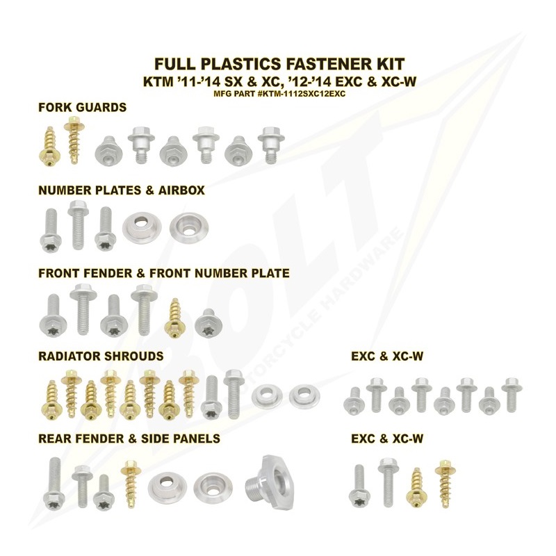 BOLT Schraubenkit für KTM Plastikteile EXC 12-, SX(F) 11-